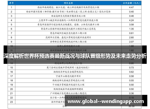 深度解析世界杯预选赛最新战况与球队晋级形势及未来走势分析